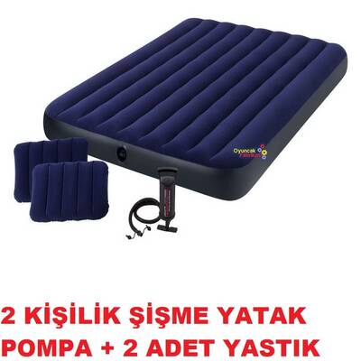 Надувной матрас intex 64765 classic downy 152x203x25 см