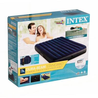 Надувной матрас intex 64765 classic downy 152x203x25 см