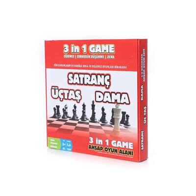 Miajima Ahşap Satranç-Dama-Üçtaş 3'lü Seti - 1