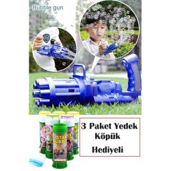 Miajima Bubble Gun Pilli Otomatik Oyuncak Baloncuk Tabancası+ 3 Adet Likit Hediyeli - Birlik Oyuncak