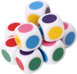 Miajima Masa Oyunları Renkli Noktalı Oyun Zarı 6 Renk Öğretim Oyun Zarı Renkli Zar - Miajima