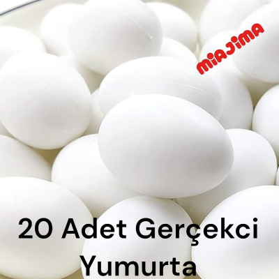 Oyuncak Plastik Tavuk Yumurtası Beyaz Renk 20 Adet Filede - 1