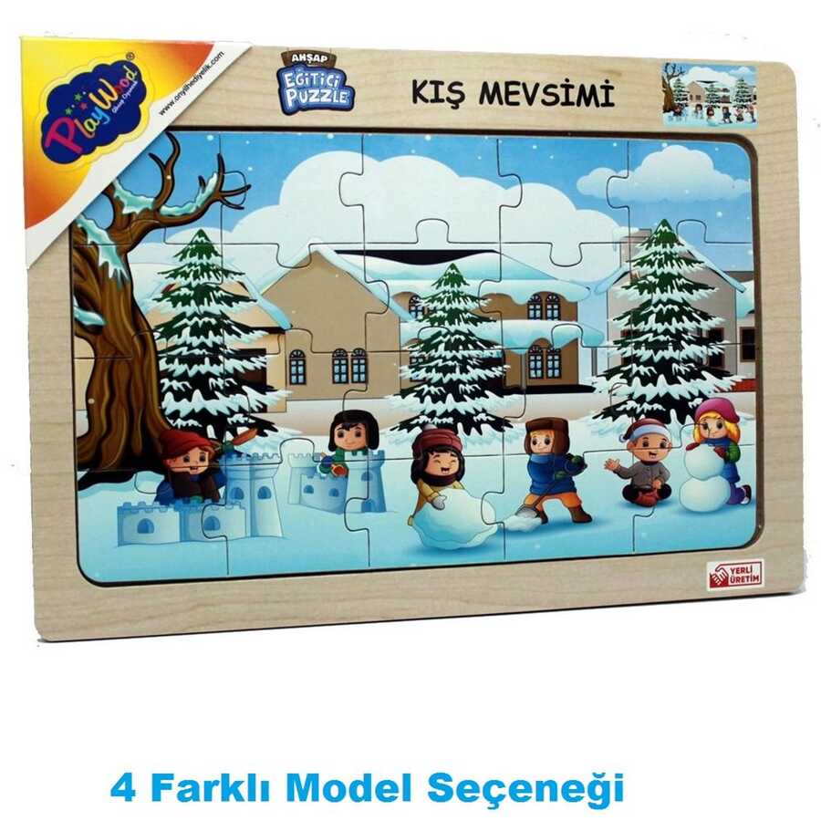 Playwood 20 Parca Kis Mevsimi Ahsap Cocuk Puzzle Ahsap Egitici Yapboz 4 Model Ahsap Oyuncak Playwood Onyil