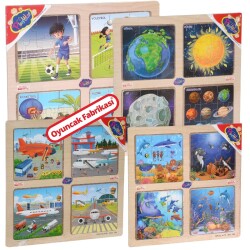 PlayWood Ahşap Eğitici 4'lü Puzzle 4 Farklı Model - PlayWood-Onyıl