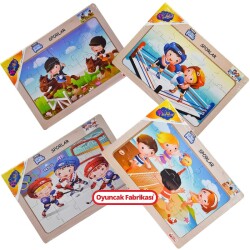 PlayWood Ahşap Eğitici Puzzle Sporlar 20 Parça - PlayWood-Onyıl