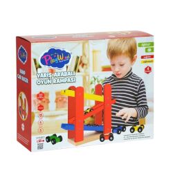 PlayWood Eğitici Ahşap Yarış Arabalı Oyun Rampası - PlayWood-Onyıl