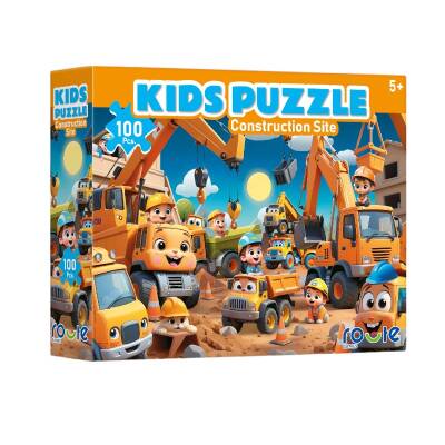 Route Kids 100 Parça Çocuk Puzzle İnşaat Sahası - 1